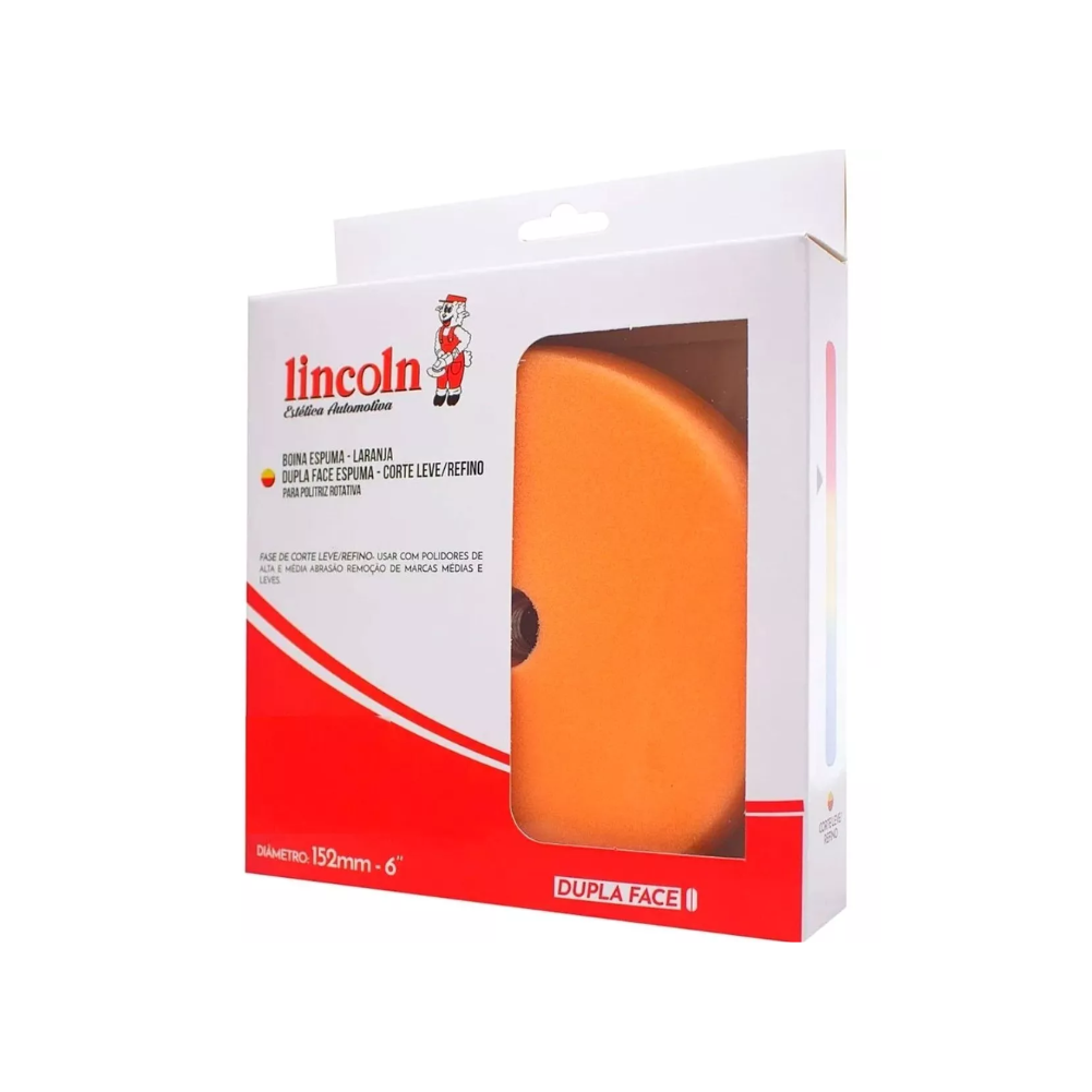 BOINA ESPUMA LARANJA DUPLA FACE CORTE LEVE 6" LINCOLN